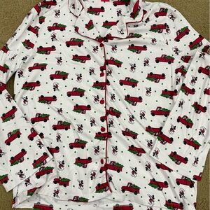 Disney mickey mouse christmas truck Red and White Pajama Set